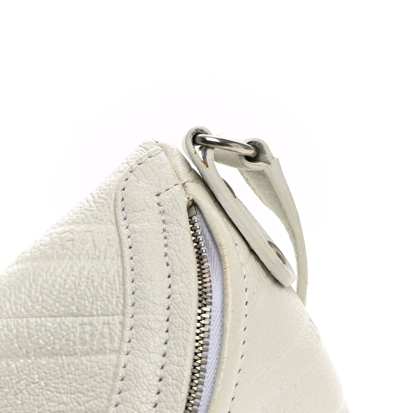Shiny Goatskin Allover Logo Embossed XXS Souvenir Belt Bag White