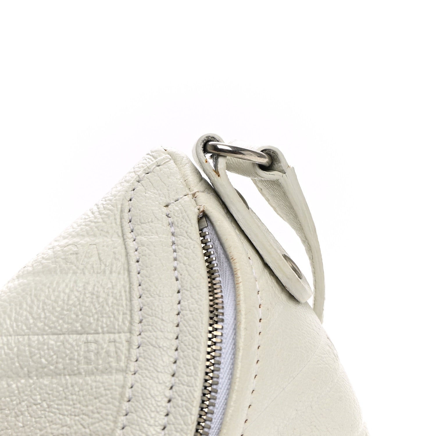 Balenciaga Shiny Goatskin Allover Logo Embossed XXS Souvenir Belt Bag White 9 of 9
