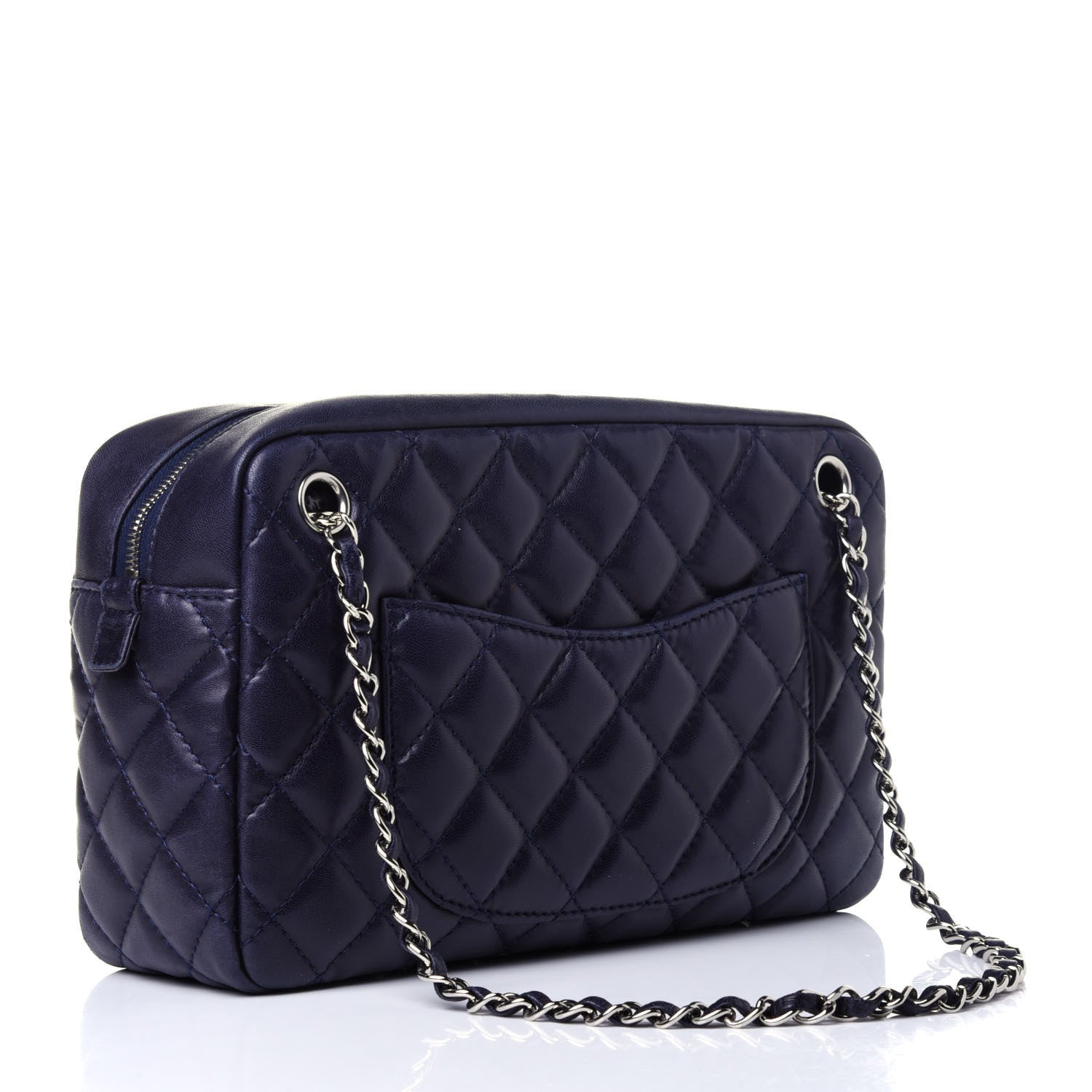 Chanel Lambskin Quilted Medium Camera Case Dark Navy Blue 3 of 11
