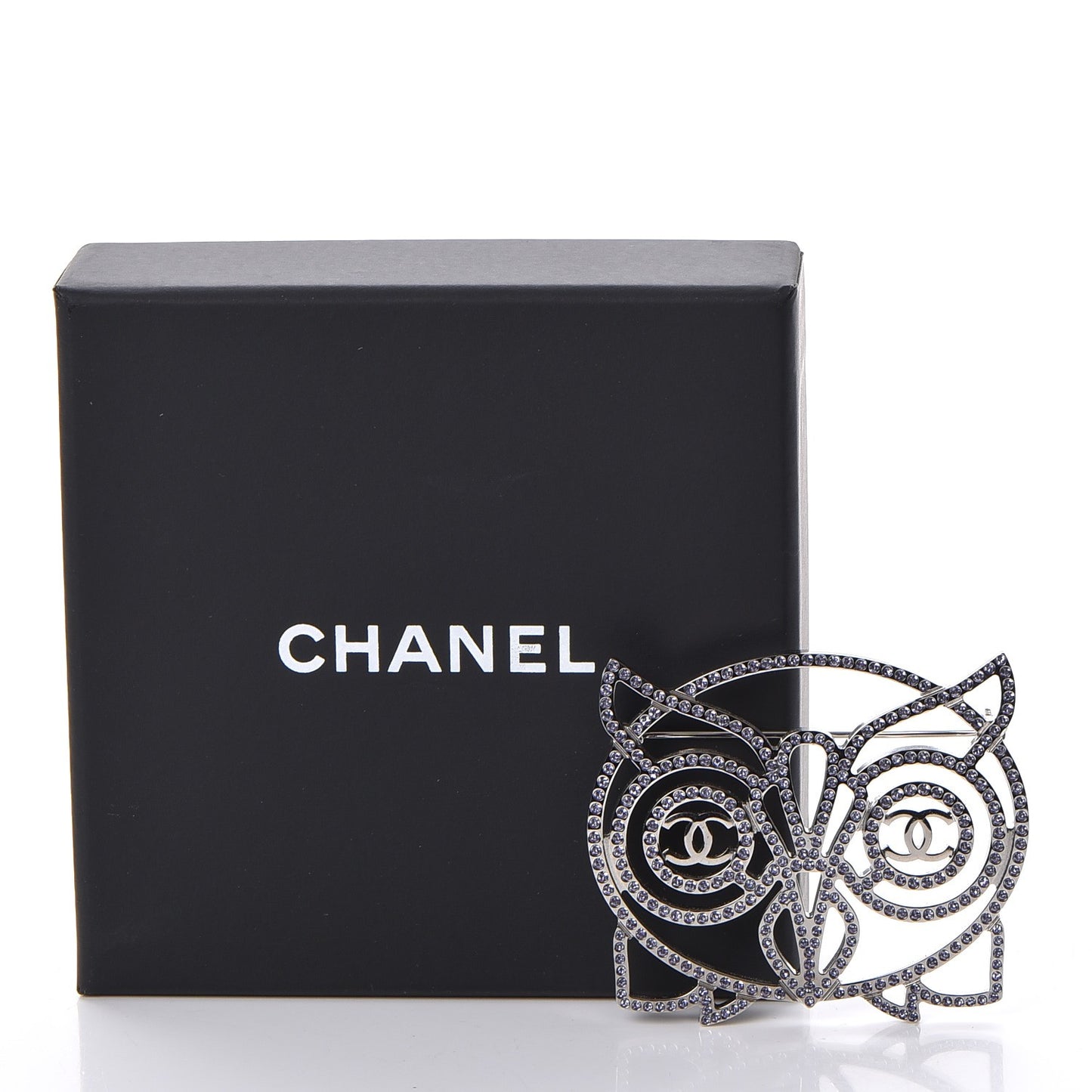 Strass Crystal Owl CC Brooch Pink Ruthenium