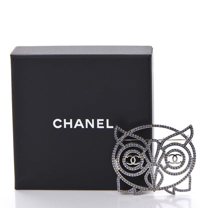 Chanel Strass Crystal Owl CC Brooch Pink Ruthenium 5 of 5
