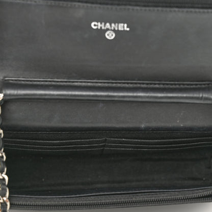Chanel Patent Quilted Wallet On Chain WOC Black 5 of 11