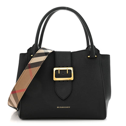 Burberry Soft Grain Calfskin Medium Buckle Tote Black 1 of 11