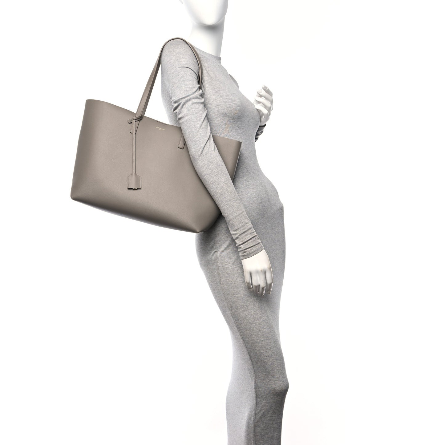 Calfskin Large Shopping Tote Oyster Gray