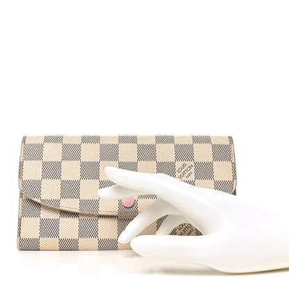 Louis Vuitton Damier Azur Emilie Wallet Rose Ballerine 2 of 9