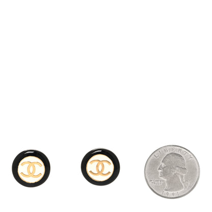 Chanel Enamel CC Earrings Black White 2 of 5