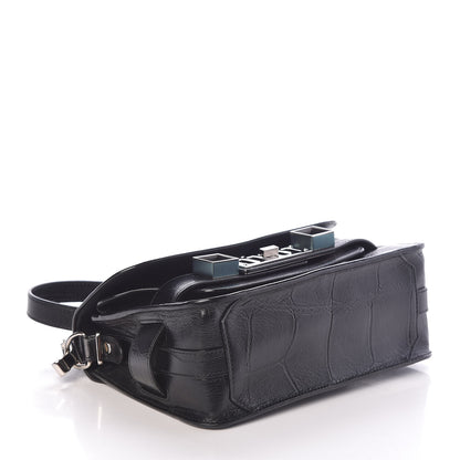 Proenza Schouler Calfskin Crocodile Embossed Mini PS11 Classic Shoulder Bag Black 4 of 10