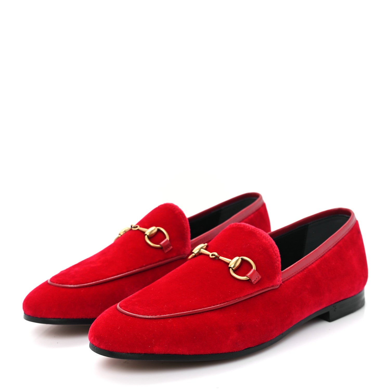 Gucci Velvet Horsebit Womens Jordaan Loafers 37 Hibiscus Red 4 of 9