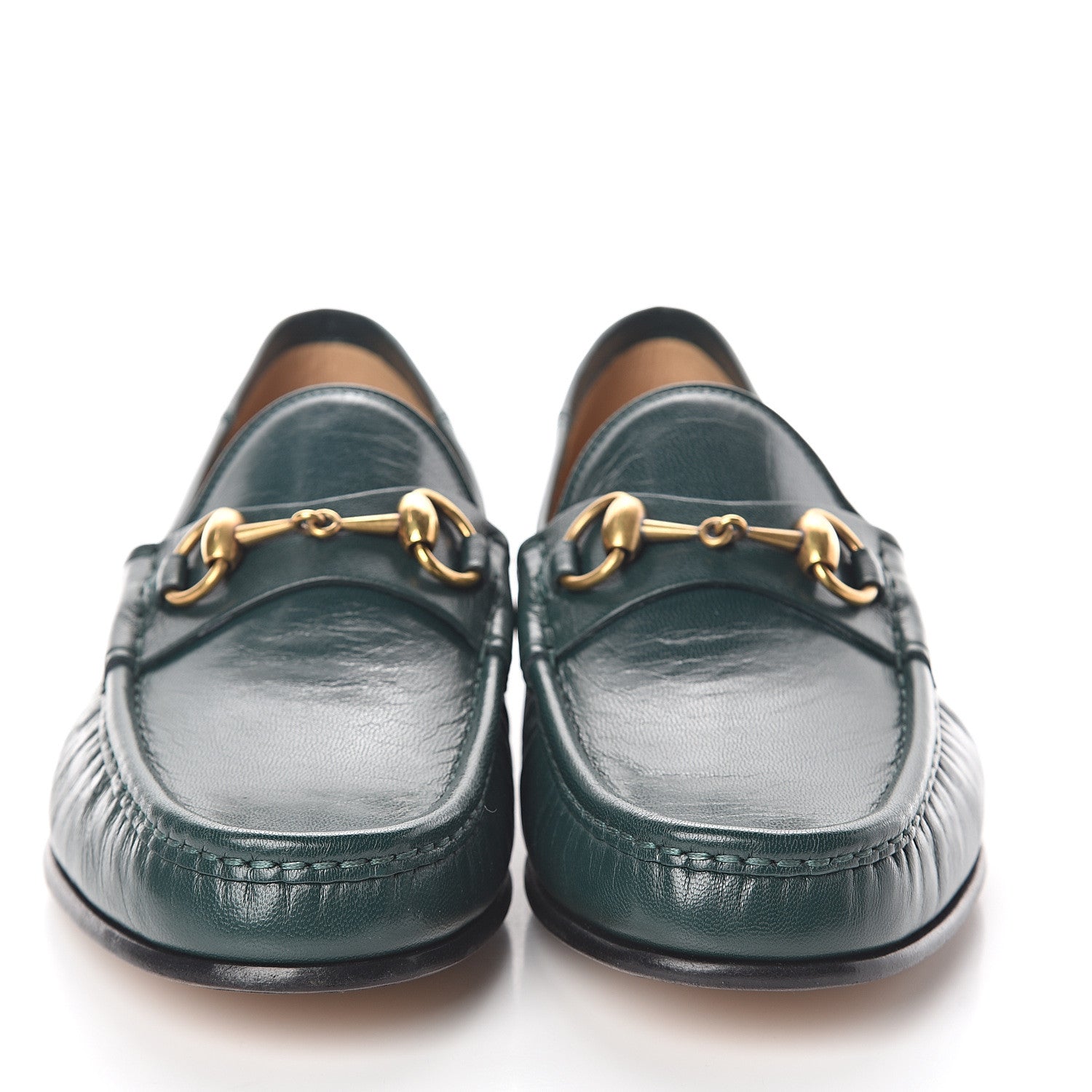 Gucci Goatskin Mens Horsebit Loafers 6.5 Verde Satin 2 of 7