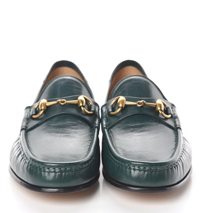 Gucci Goatskin Mens Horsebit Loafers 6.5 Verde Satin 2 of 7