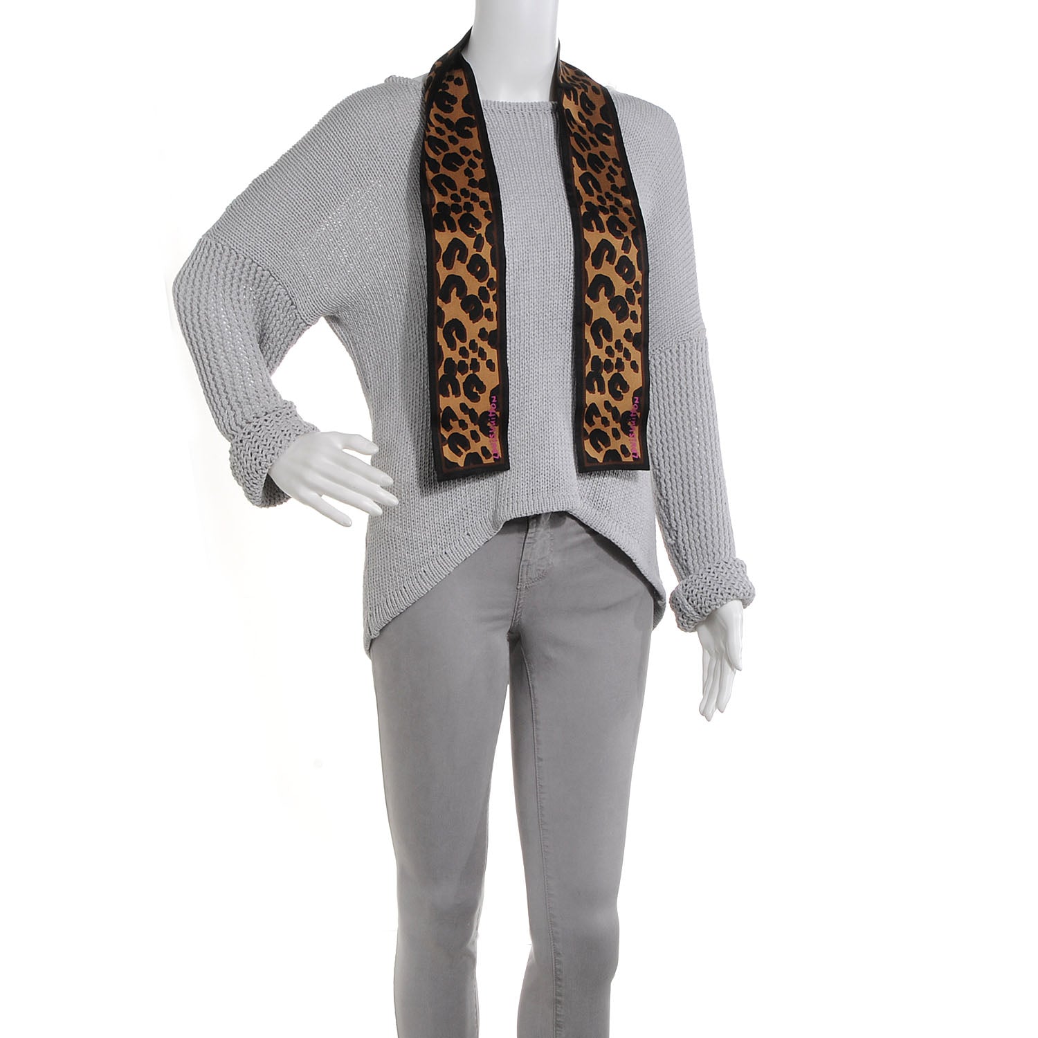 Louis Vuitton Silk Leopard Bandeau Scarf Marron 2 of 5