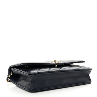 Chanel Lambskin Quilted CC Wallet On Chain WOC Dark Blue 4 of 11