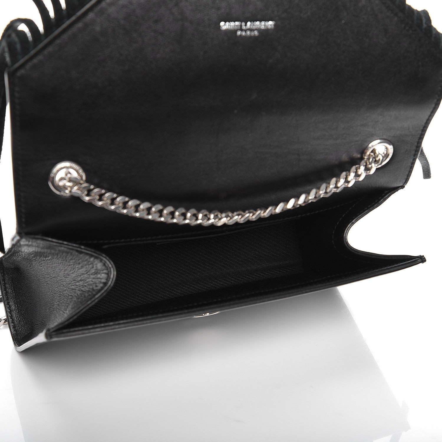 Saint Laurent Calfskin Fringe Small Monogram Satchel Black 5 of 9
