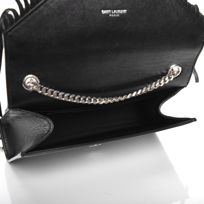 Saint Laurent Calfskin Fringe Small Monogram Satchel Black 5 of 9