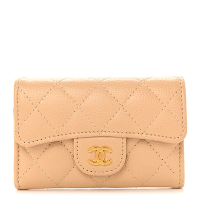 Chanel Caviar Quilted Flap Card Holder Wallet Beige 1 of 9