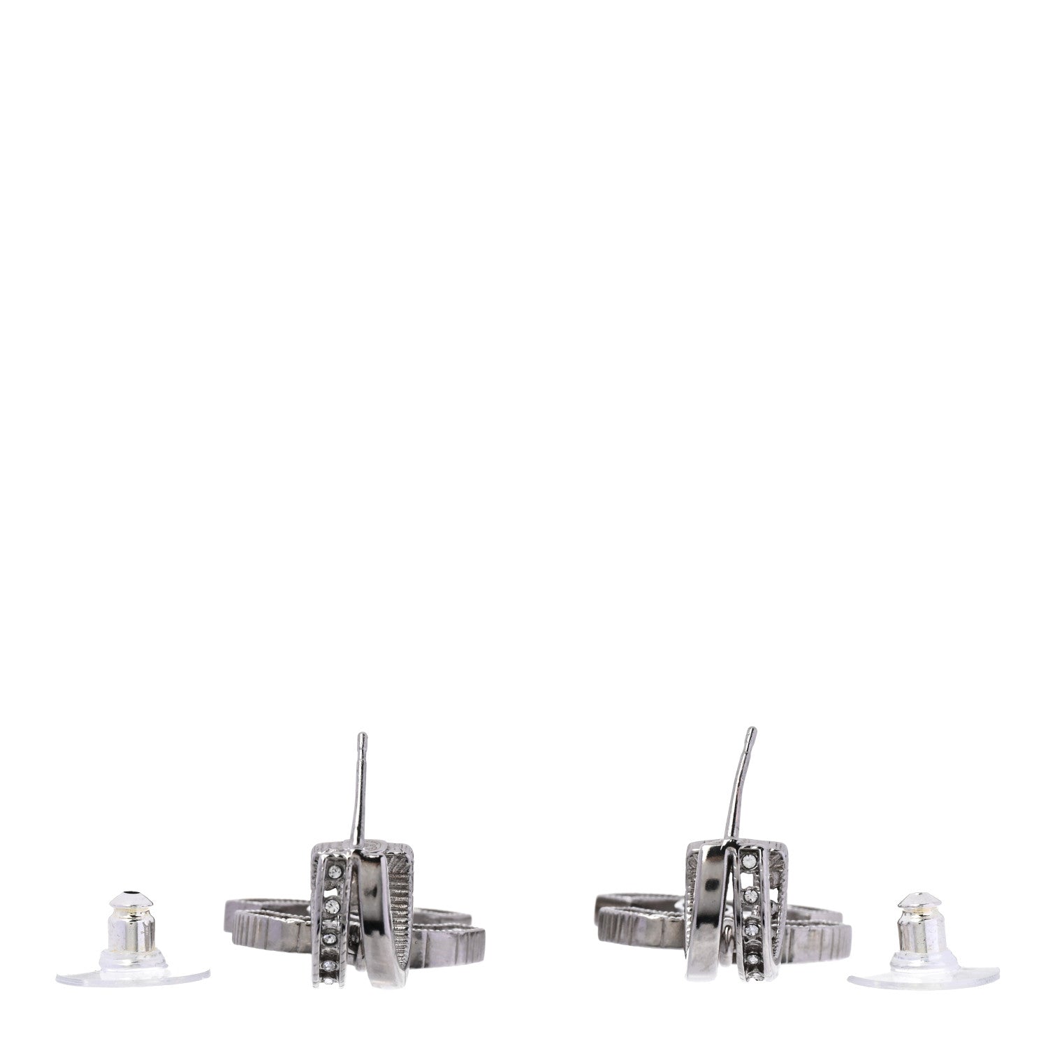 Chanel Crystal CC Drop Earrings Silver 3 of 5