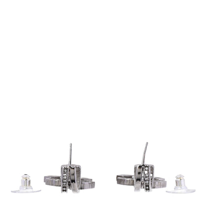 Chanel Crystal CC Drop Earrings Silver 3 of 5