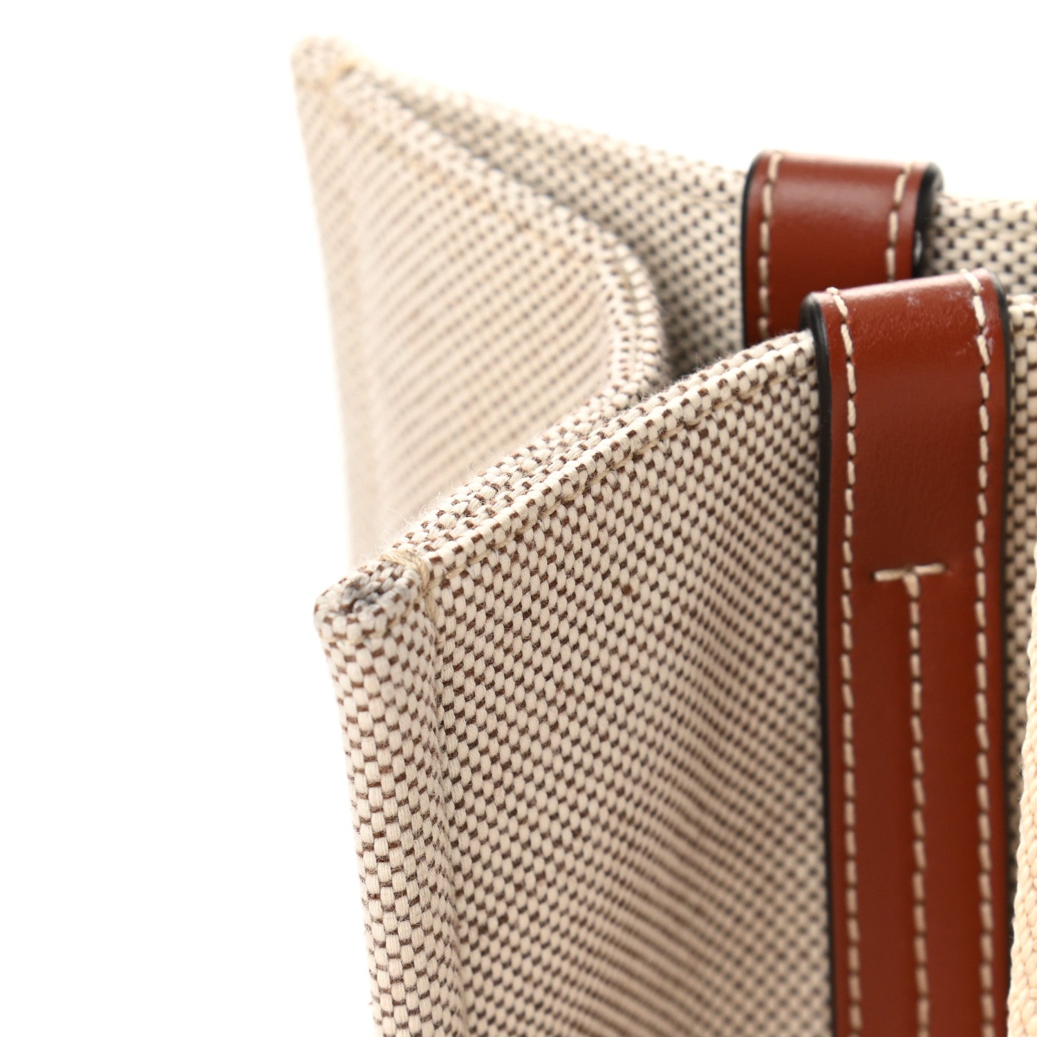 Chloe Cotton Calfskin Medium Woody Ribbon Tote White Brown 12 of 13
