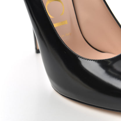 Gucci Polished Calfskin Removable Bee Elaisa Platform High Heel Pumps 38.5 Black 12 of 16