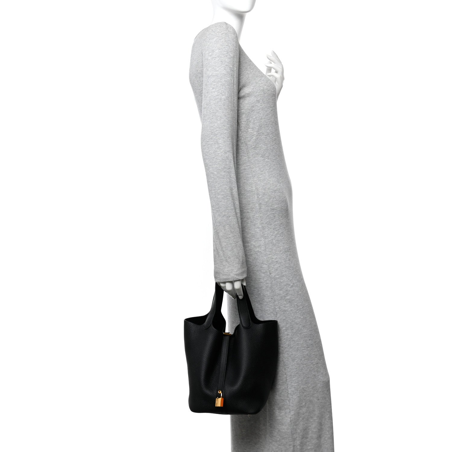 Hermes Taurillon Clemence Picotin Lock 22 MM Black 2 of 11