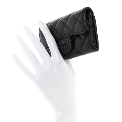 Chanel Pearly Lambskin Quilted Flap Card Holder Wallet So Black 2 of 8