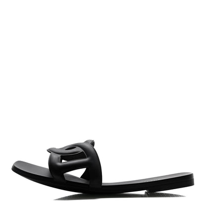 Hermes Rubber Aloha Sandals 40 Black 1 of 10