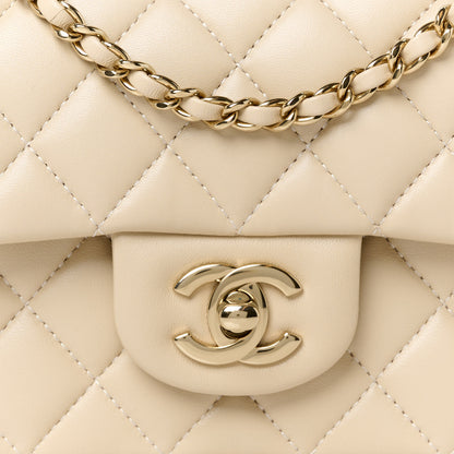 Chanel Lambskin Quilted Mini Top Handle Rectangular Flap Beige 9 of 11