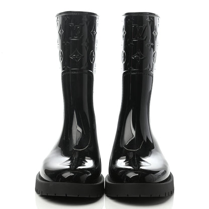 Louis Vuitton Rubber Embossed Monogram Drops Flat Half Boots 36 Black 2 of 8
