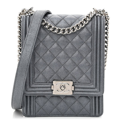 Chanel Iridescent Caviar Quilted North South Boy Flap Grey 1 of 11