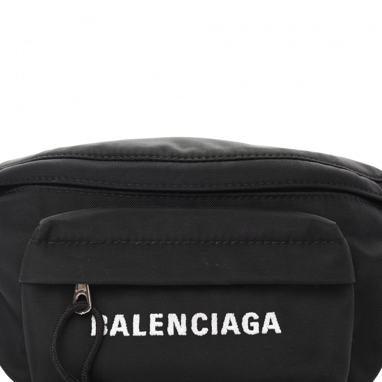Sport Nylon Logo Embroidered Wheel Belt Bag Black White