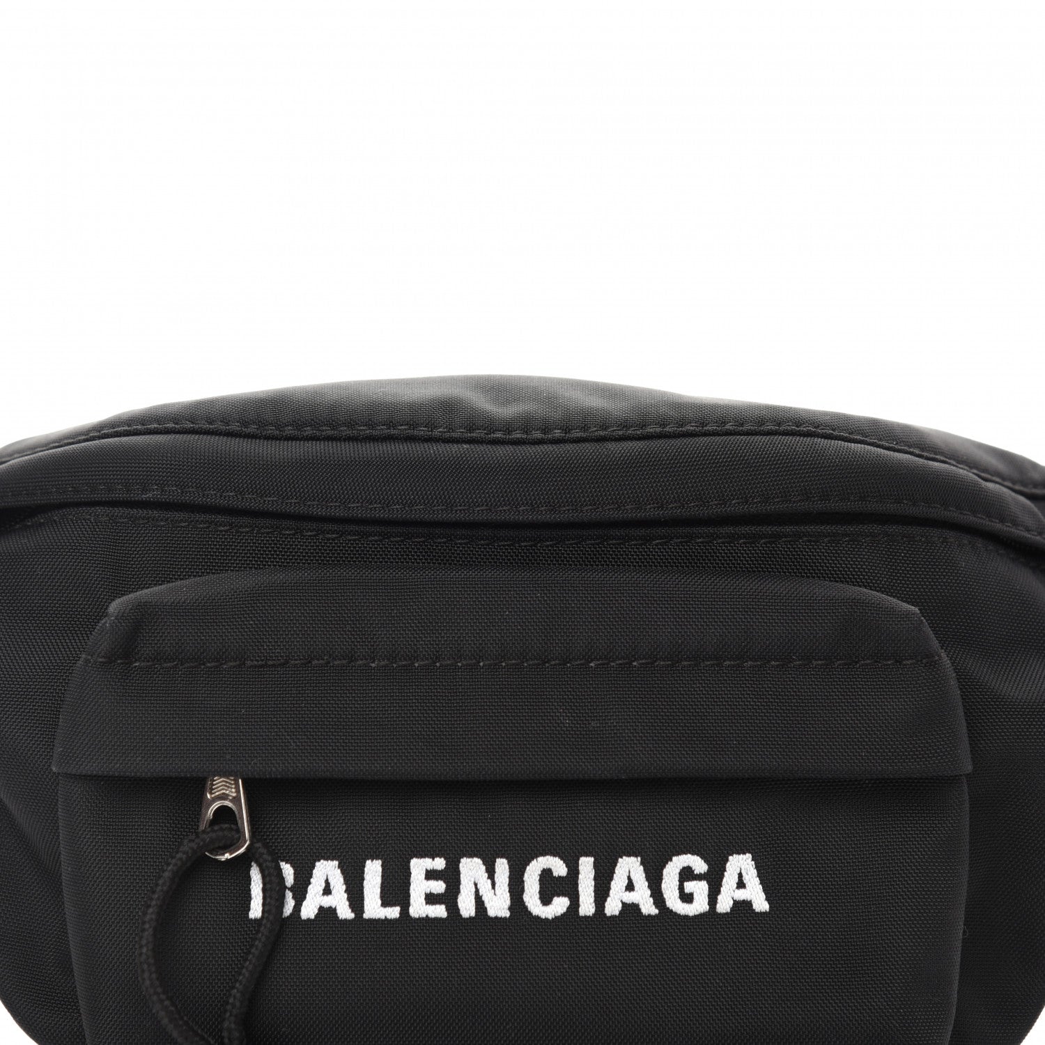 Balenciaga Sport Nylon Logo Embroidered Wheel Belt Bag Black White 7 of 9