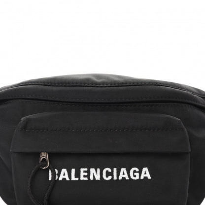 Balenciaga Sport Nylon Logo Embroidered Wheel Belt Bag Black White 7 of 9