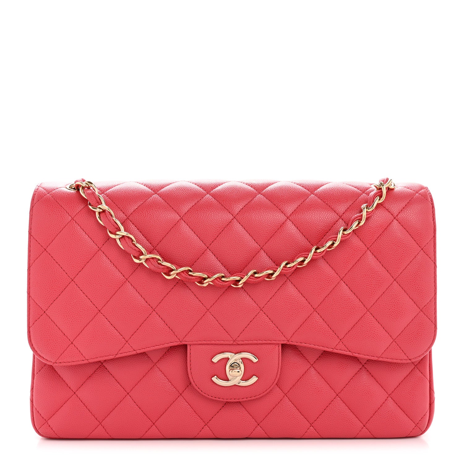 Chanel Caviar Quilted Jumbo Double Flap Dark Pink 1 of 11