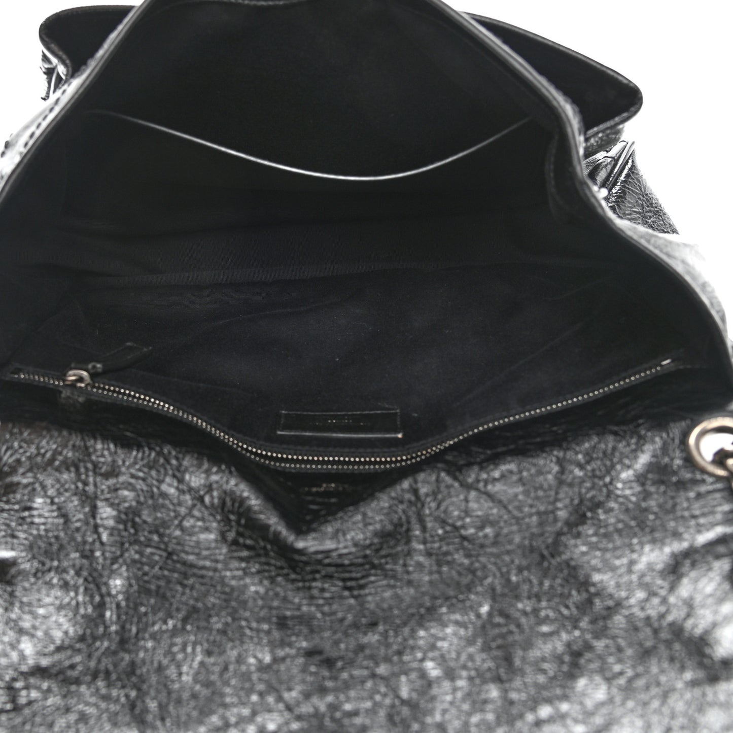 Crinkled Calfskin Matelasse Monogram Large Niki Chain Satchel Black