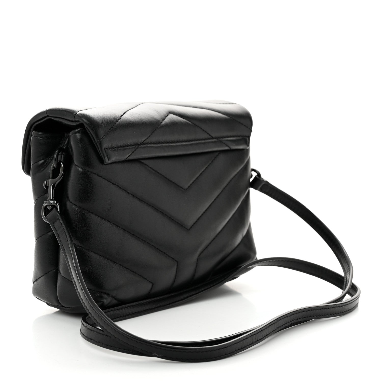 Saint Laurent Calfskin Y Quilted Monogram Monochrome Toy Loulou Crossbody Bag Black 3 of 11