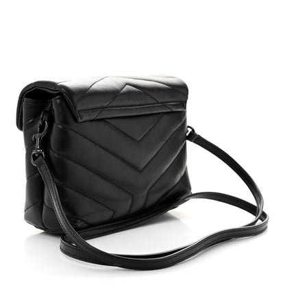 Saint Laurent Calfskin Y Quilted Monogram Monochrome Toy Loulou Crossbody Bag Black 3 of 11