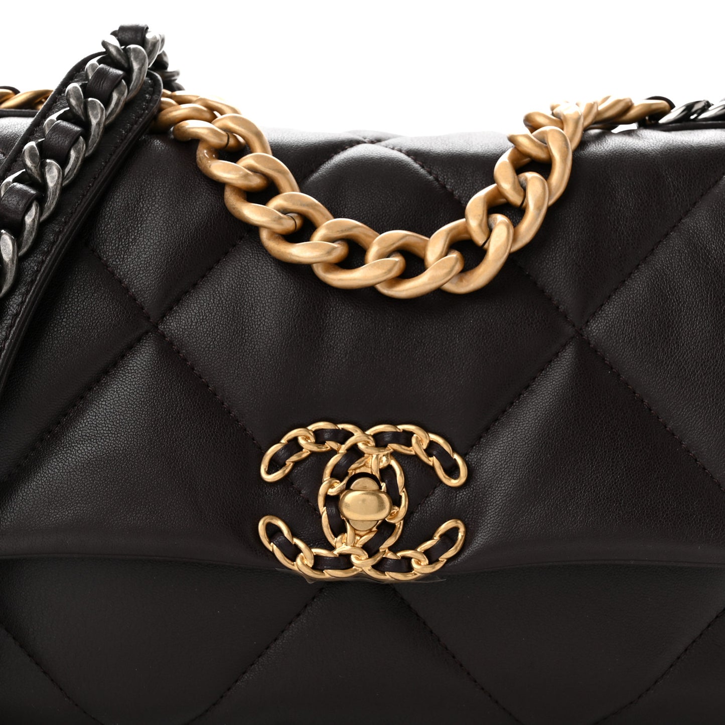 Lambskin Quilted Medium Chanel 19 Flap Dark Brown