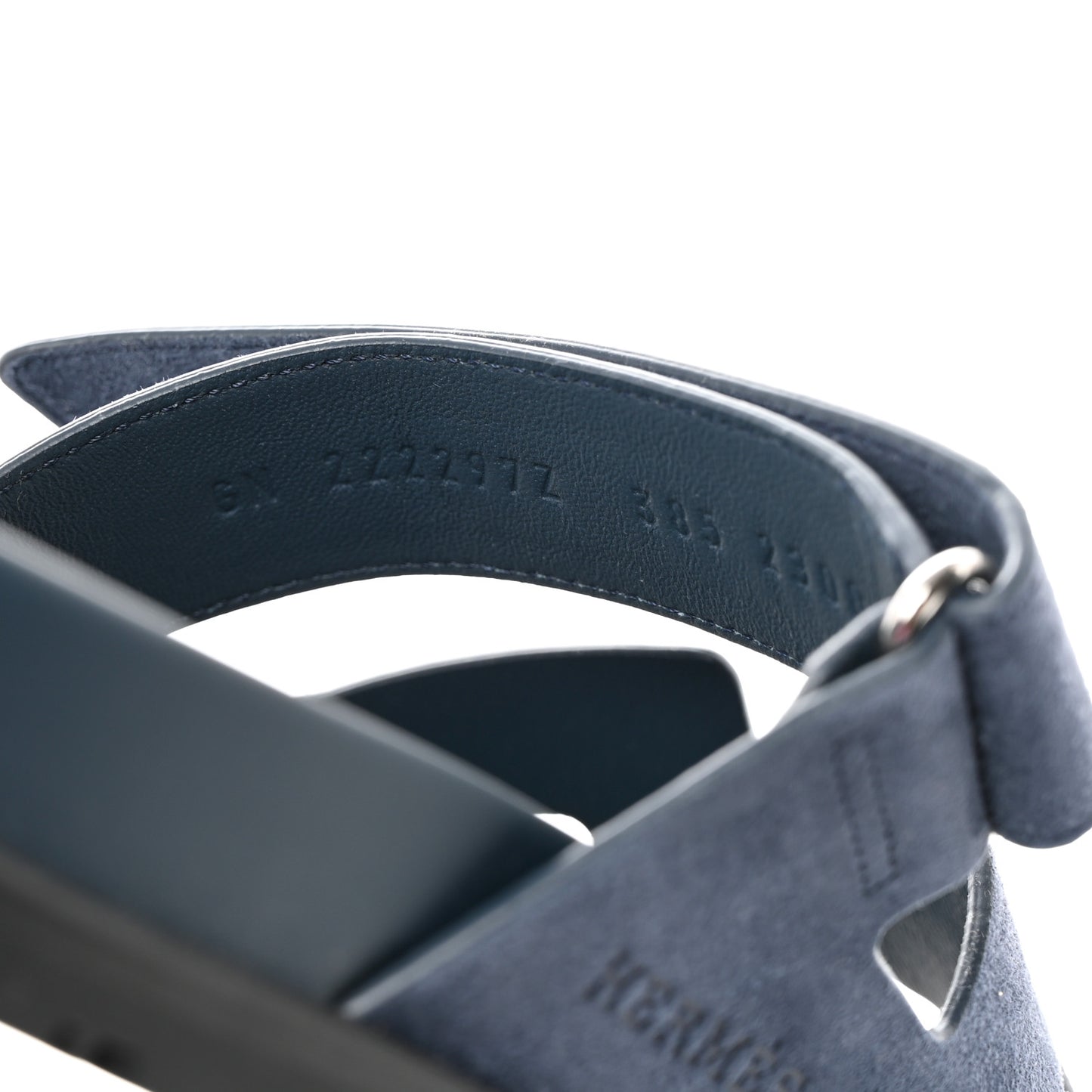 Suede Goatskin Womens Chypre Sandals 38.5 Bleu Celeste