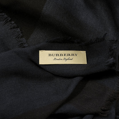 Burberry Silk Modal Wool London Check Lightweight Travel Square Navy 2 of 3