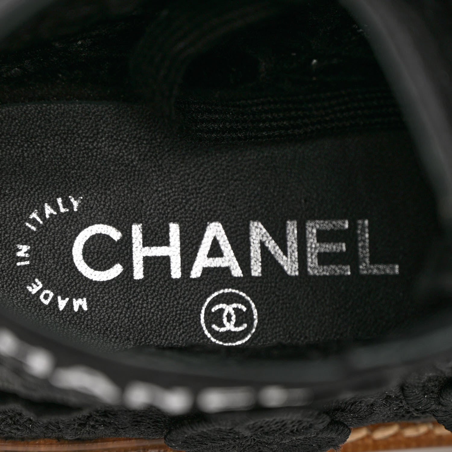 Chanel Embroidered Flower Calfskin Lace Up Boots 38.5 Black 7 of 13