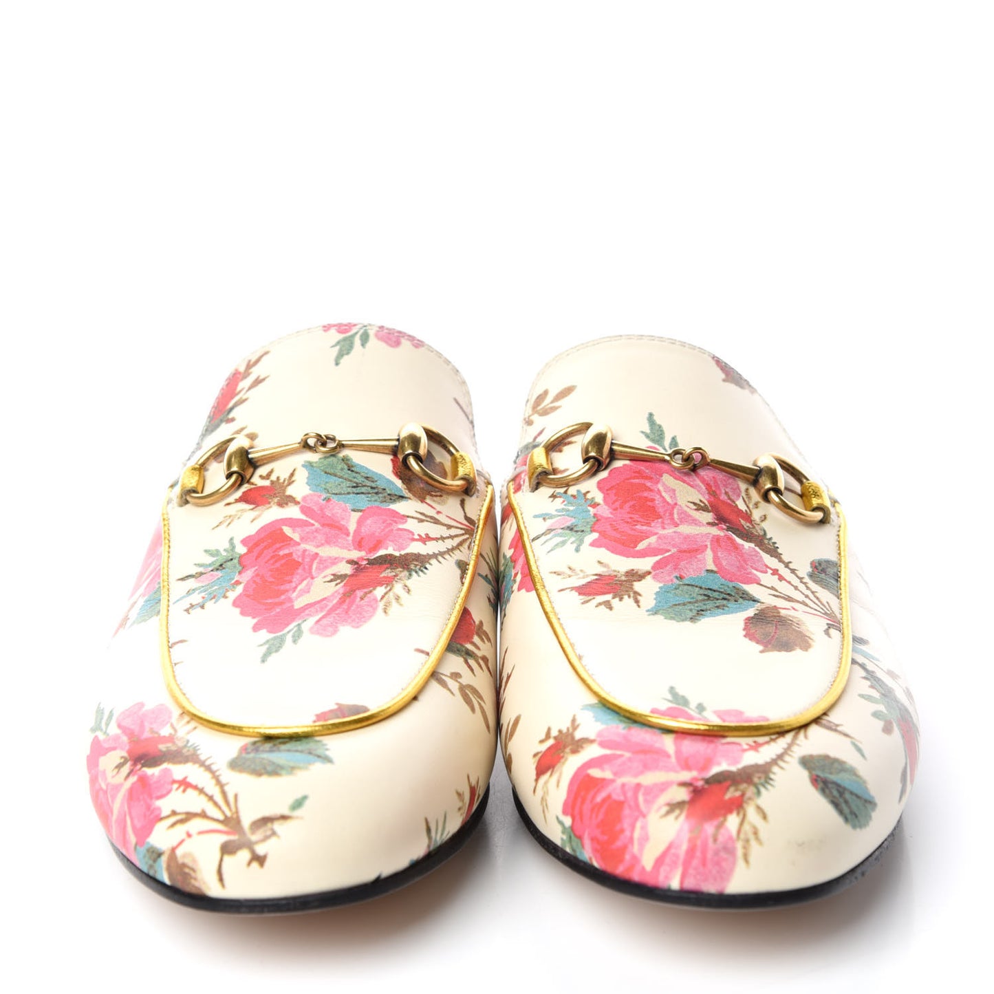 Calfskin Stamp Allover Rose Princetown Slippers 38 Beige