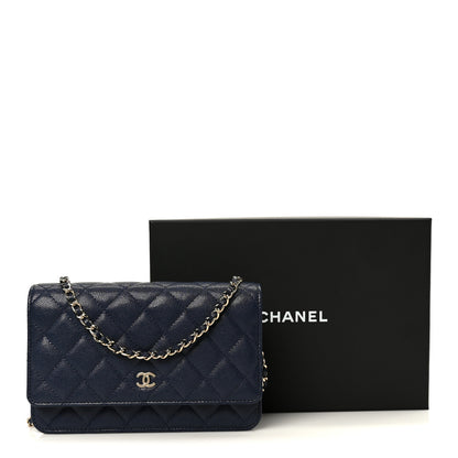 Chanel Caviar Quilted Wallet on Chain WOC Navy Blue 12 of 12