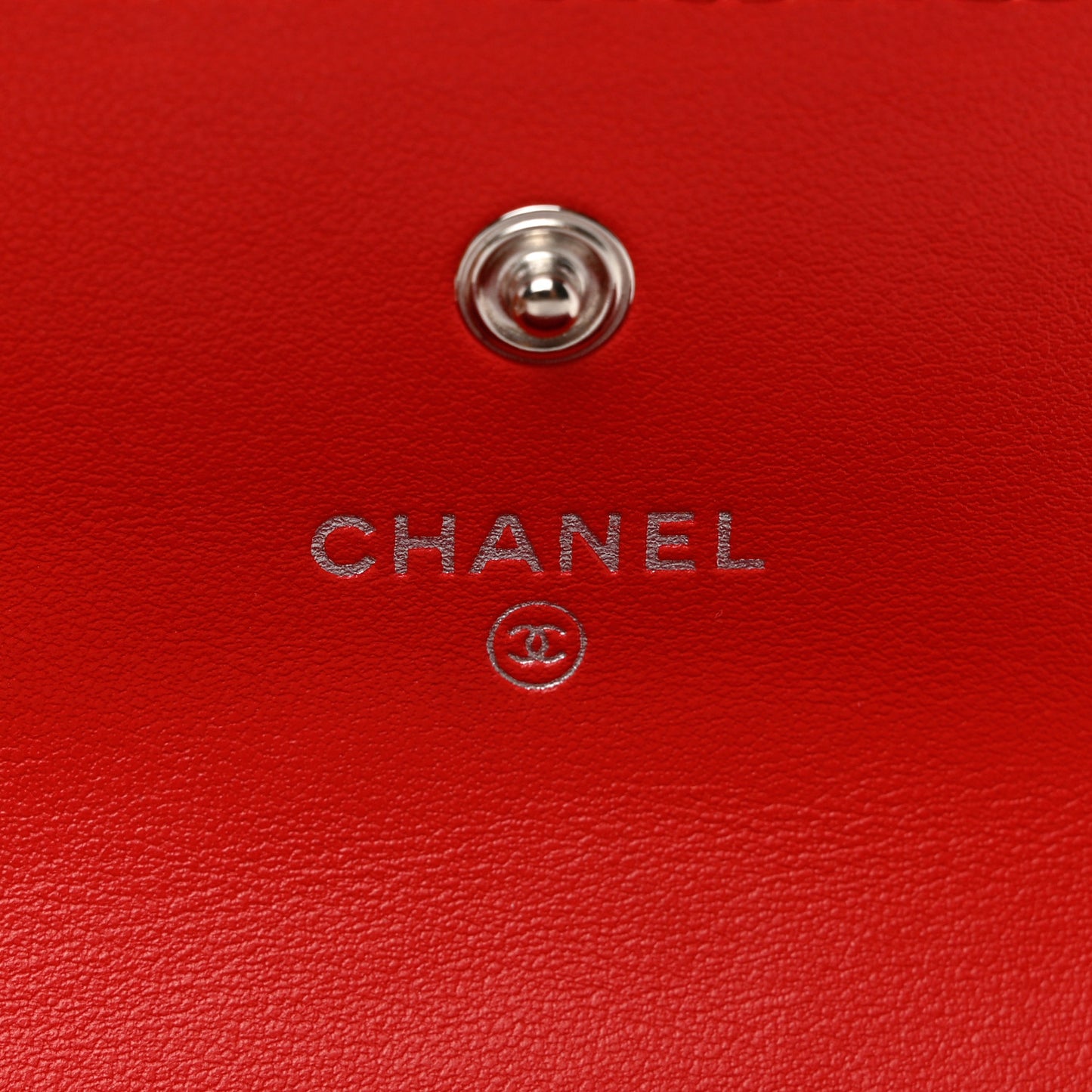 Goatskin Camellia Embossed Card Holder Red