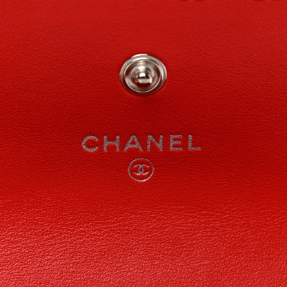 Chanel Goatskin Camellia Embossed Card Holder Red 7 of 8