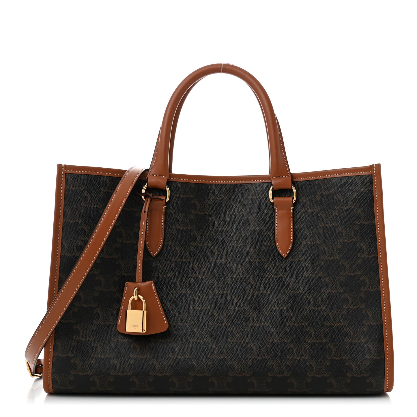 Triomphe Canvas Calfskin Mini Horizontal Cabas Tan