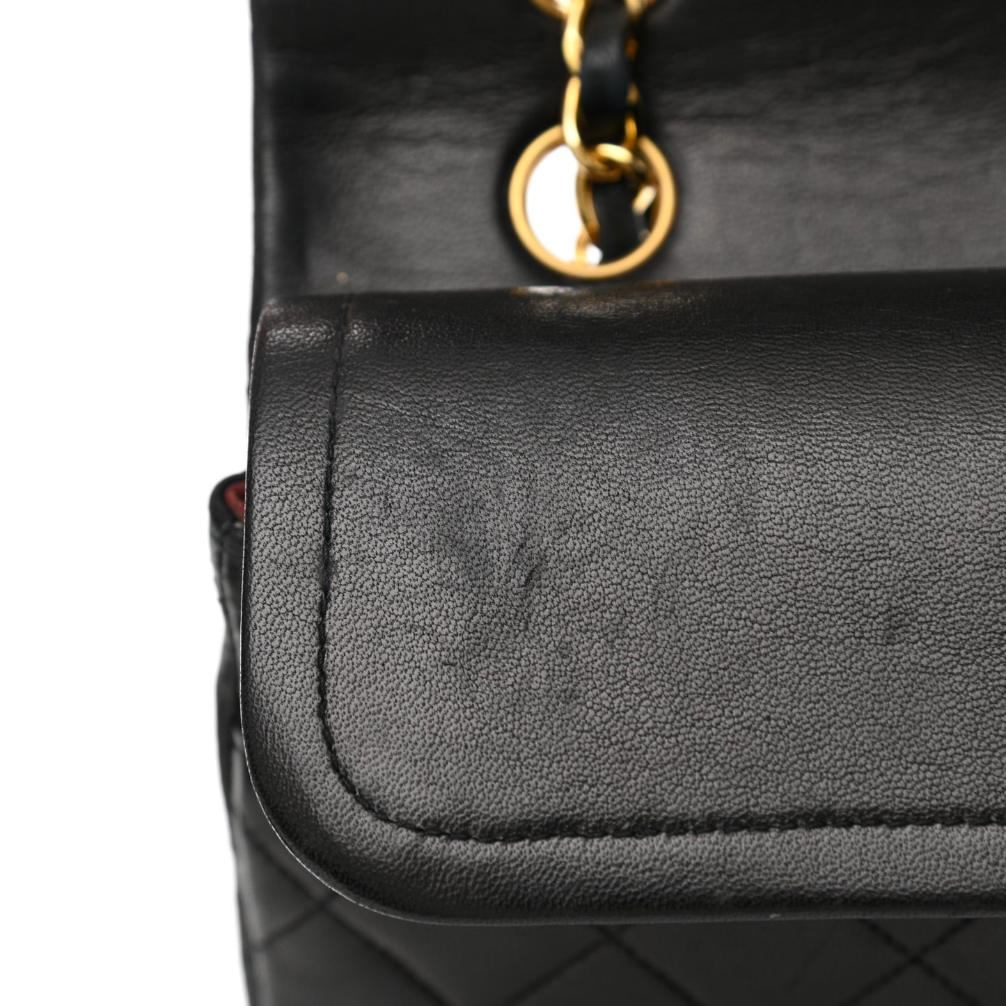 Lambskin Quilted Medium Double Flap Black