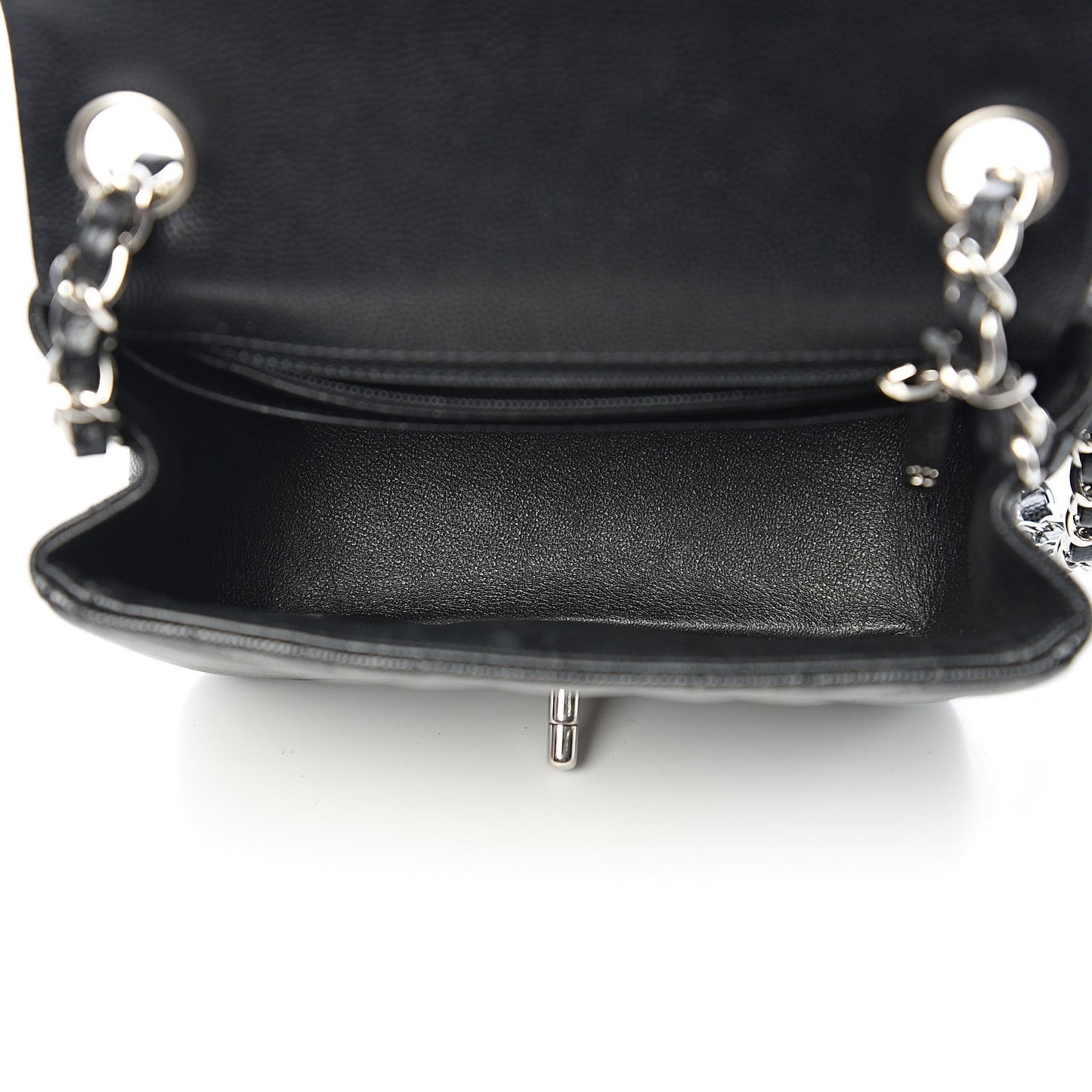 Caviar Chevron Quilted Mini Square Flap Black