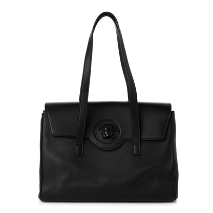 Versace Grained Calfskin La Medusa Tote Black 1 of 9