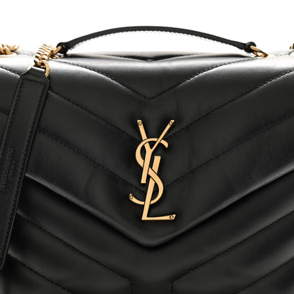 Saint Laurent Calfskin Y Quilted Monogram Small Loulou Chain Satchel Black 7 of 9