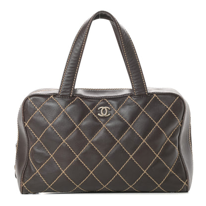 Chanel Calfskin Wild Stitch Top Handle Bag Brown 1 of 17